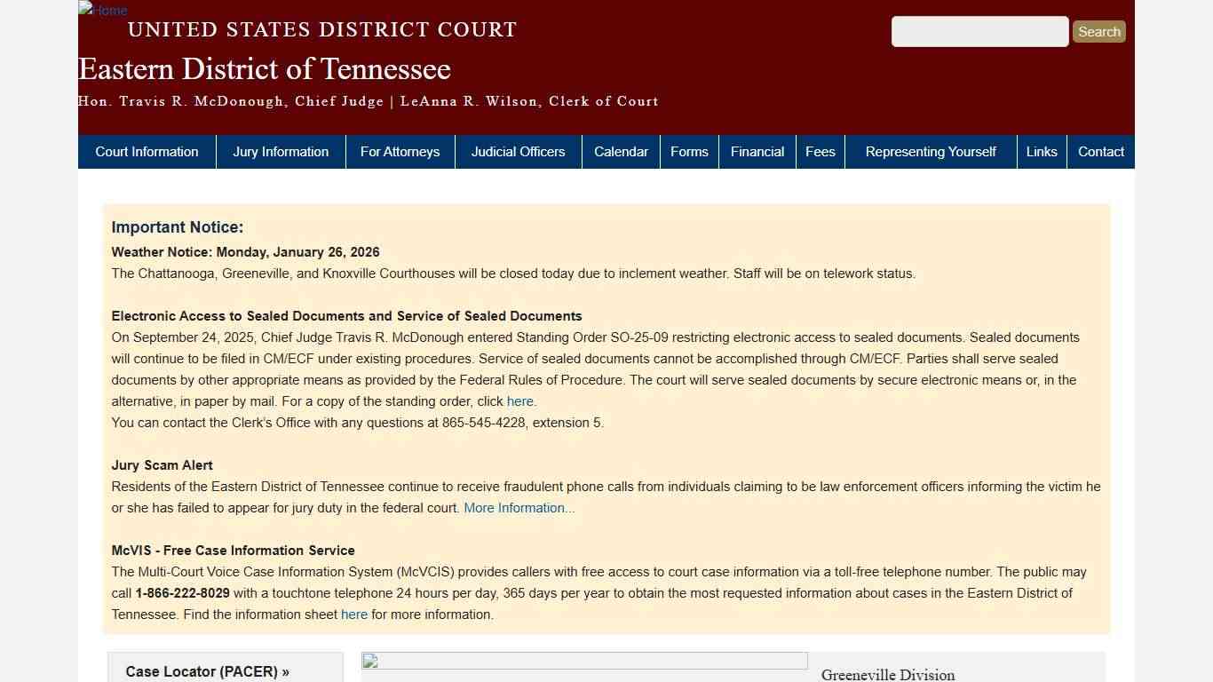 Eastern District of Tennessee United States District Court