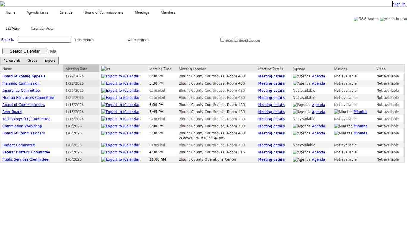 Blount County Government - Calendar