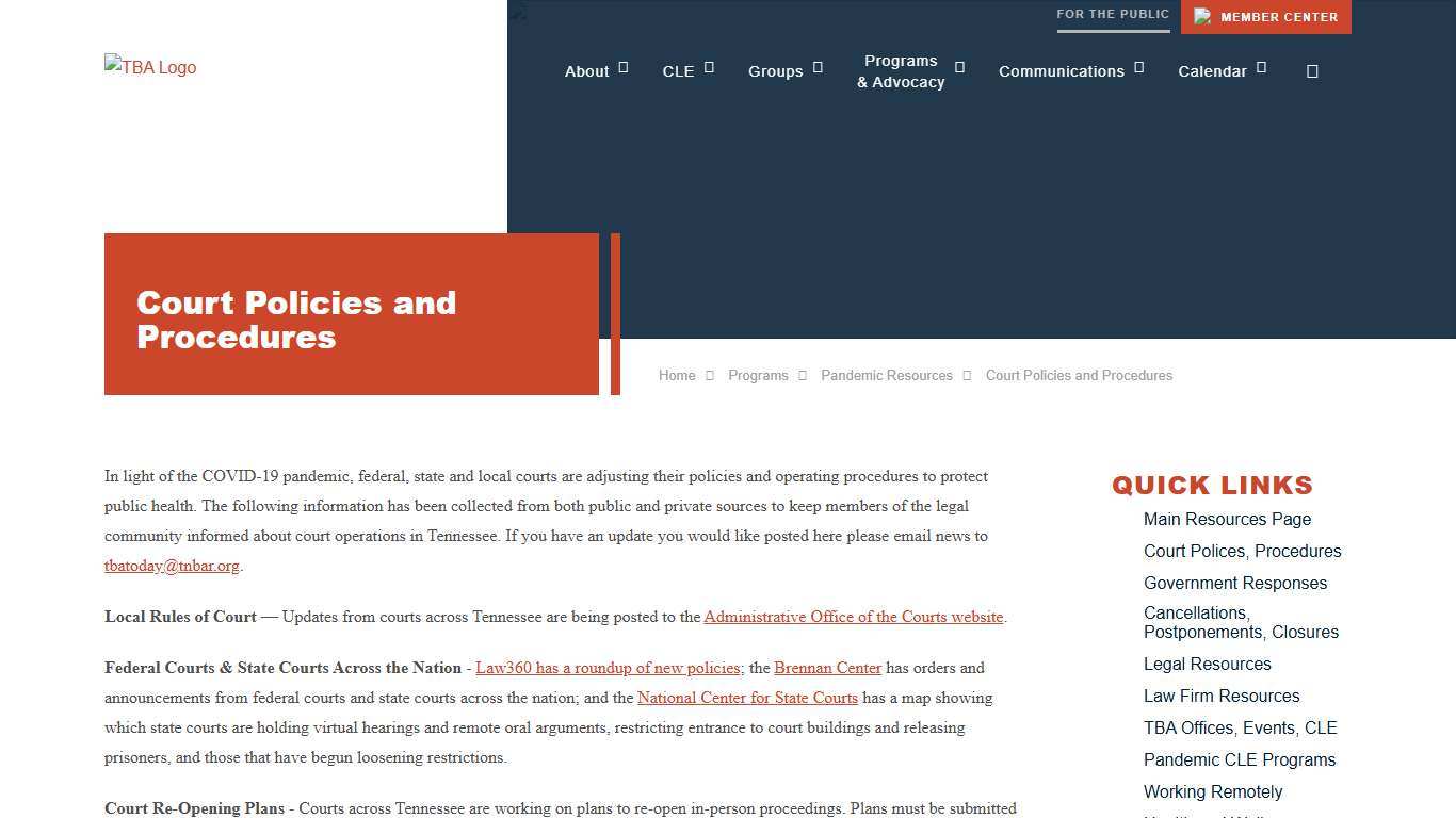 Court Policies and Procedures